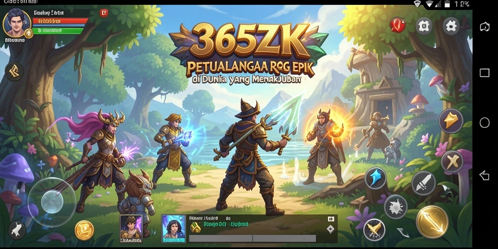Screenshot gameplay menampilkan pertempuran seru di dunia fantasi 365ZK.