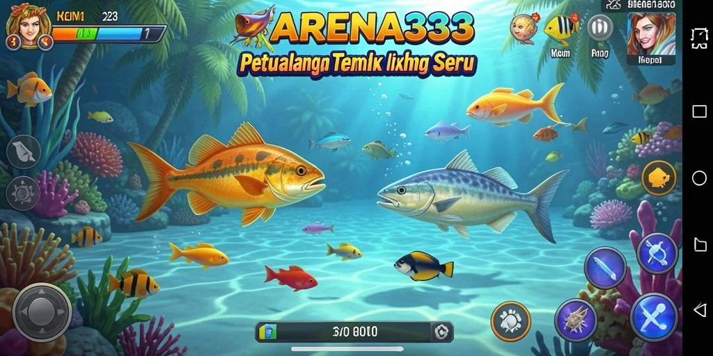 Tampilan gameplay ARENA333 yang seru dengan ikan berwarna-warni.