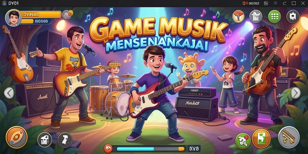 Tampilan gameplay seru dalam DY01 yang penuh warna.