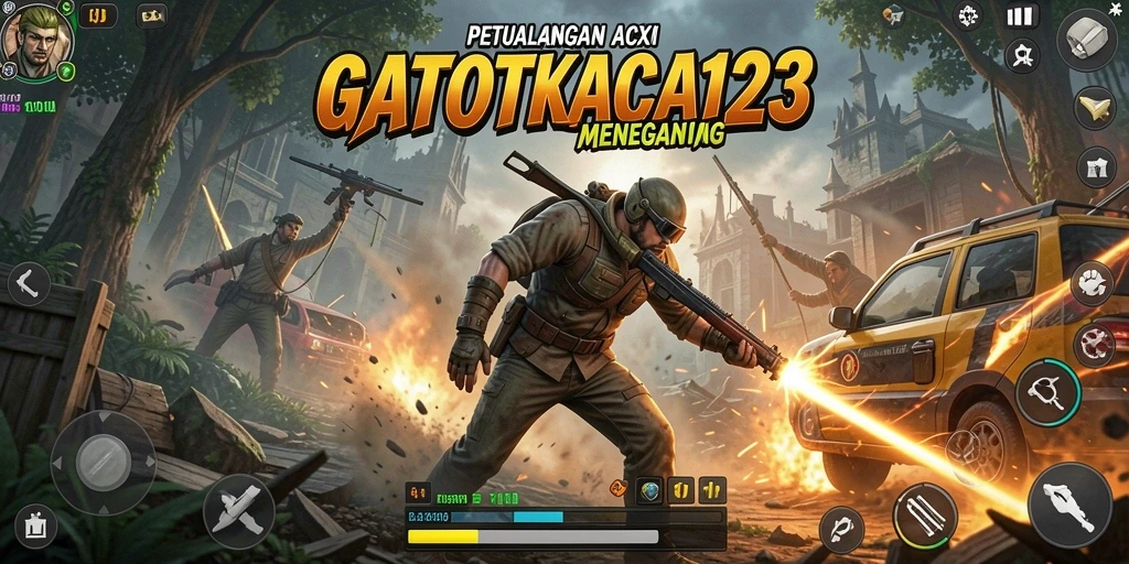 Screenshot gameplay GATOTKACA123 menampilkan aksi mendebarkan para karakter.