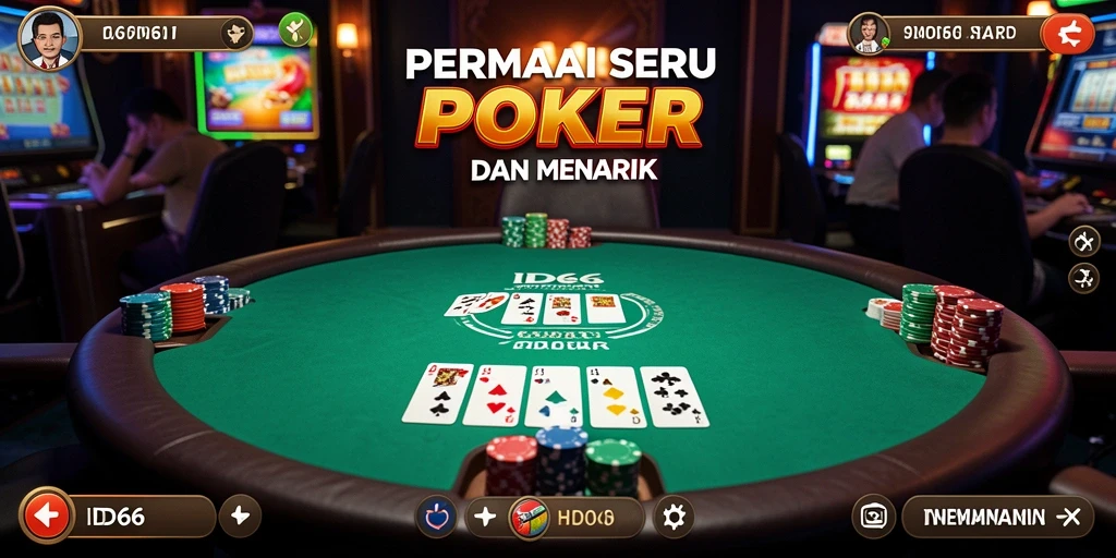 Tampilan gameplay ID66 yang intens dan emocionante saat bermain poker.