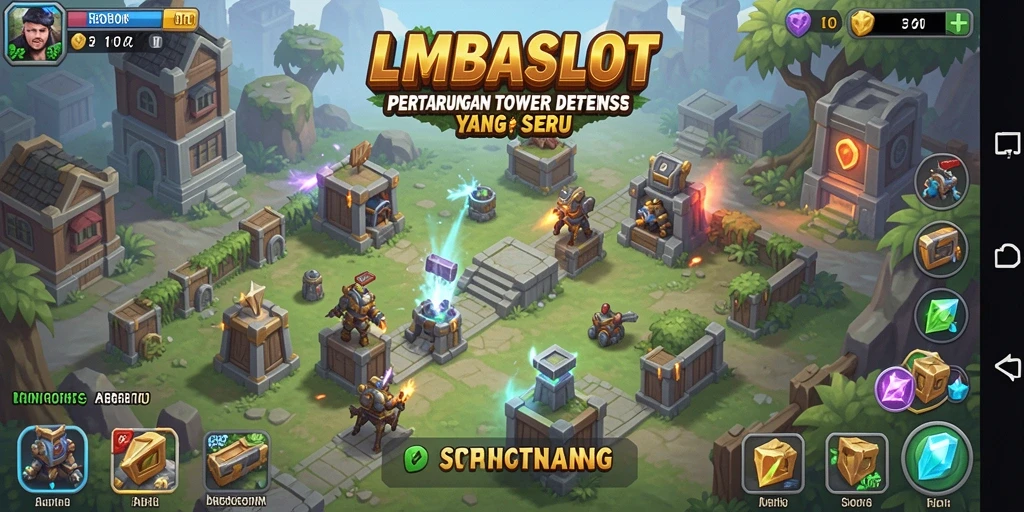 Gameplay menara pertahanan yang menegangkan dan menarik di LMBASLOT.