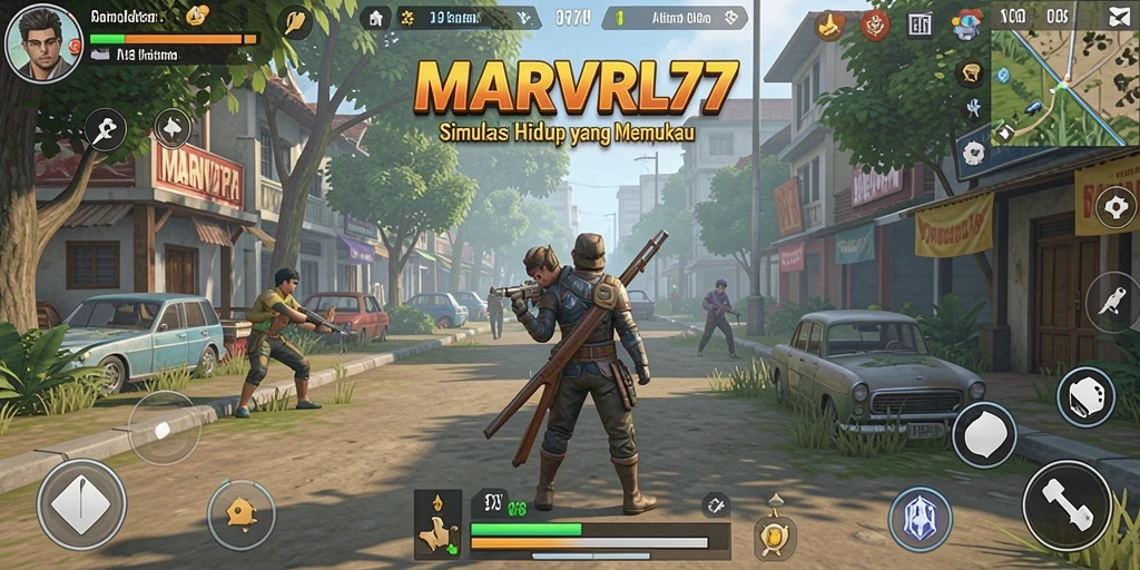 Tangkapan layar gameplay MARVRL77 yang menampilkan interaksi karakter.