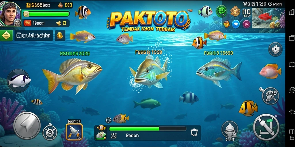 Screenshot gameplay PAKTOTO menampilkan aksi seru menembak ikan.