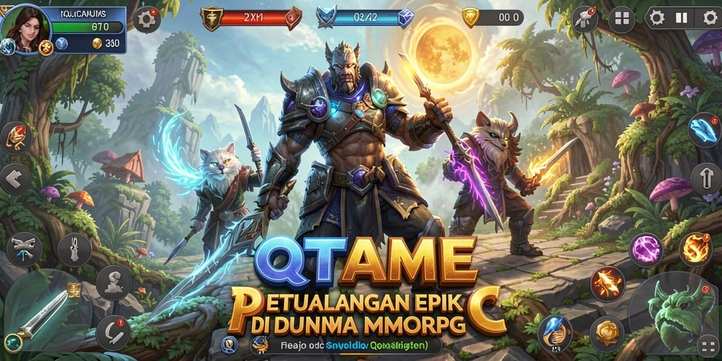 Tangkapan layar gameplay QTGAME yang menampilkan pertempuran epik antar pemain.