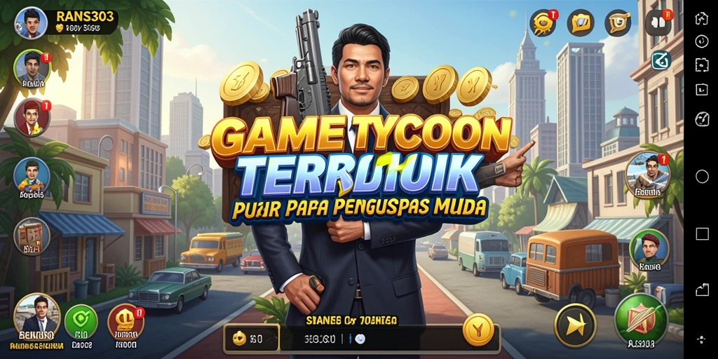 Screenshot menunjukkan kualitas grafik dan gameplay mengelola bisnis.