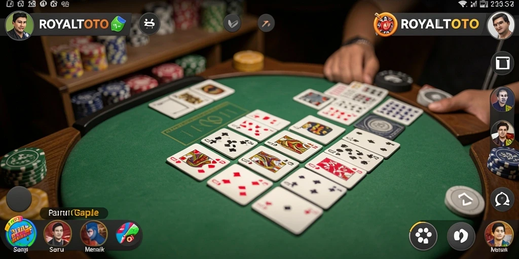 Tampilan gameplay seru dalam ROYALTOTO yang menunjukkan pemain bermain Gaple.