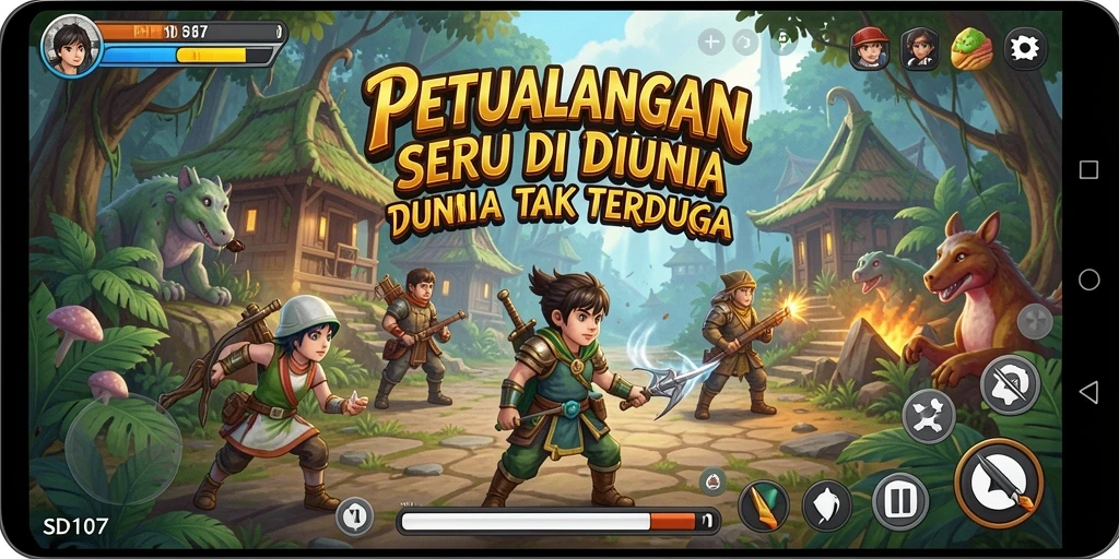 Screenshot gameplay SD107 yang penuh aksi dan petualangan.