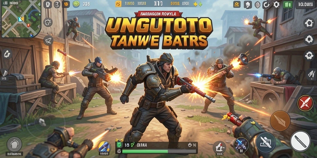 Tampilan gameplay intens dalam pertarungan Battle Royale.