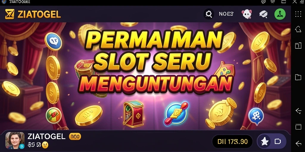 Screenshot gameplay ZIATOGEL menampilkan mesin slot yang penuh warna.